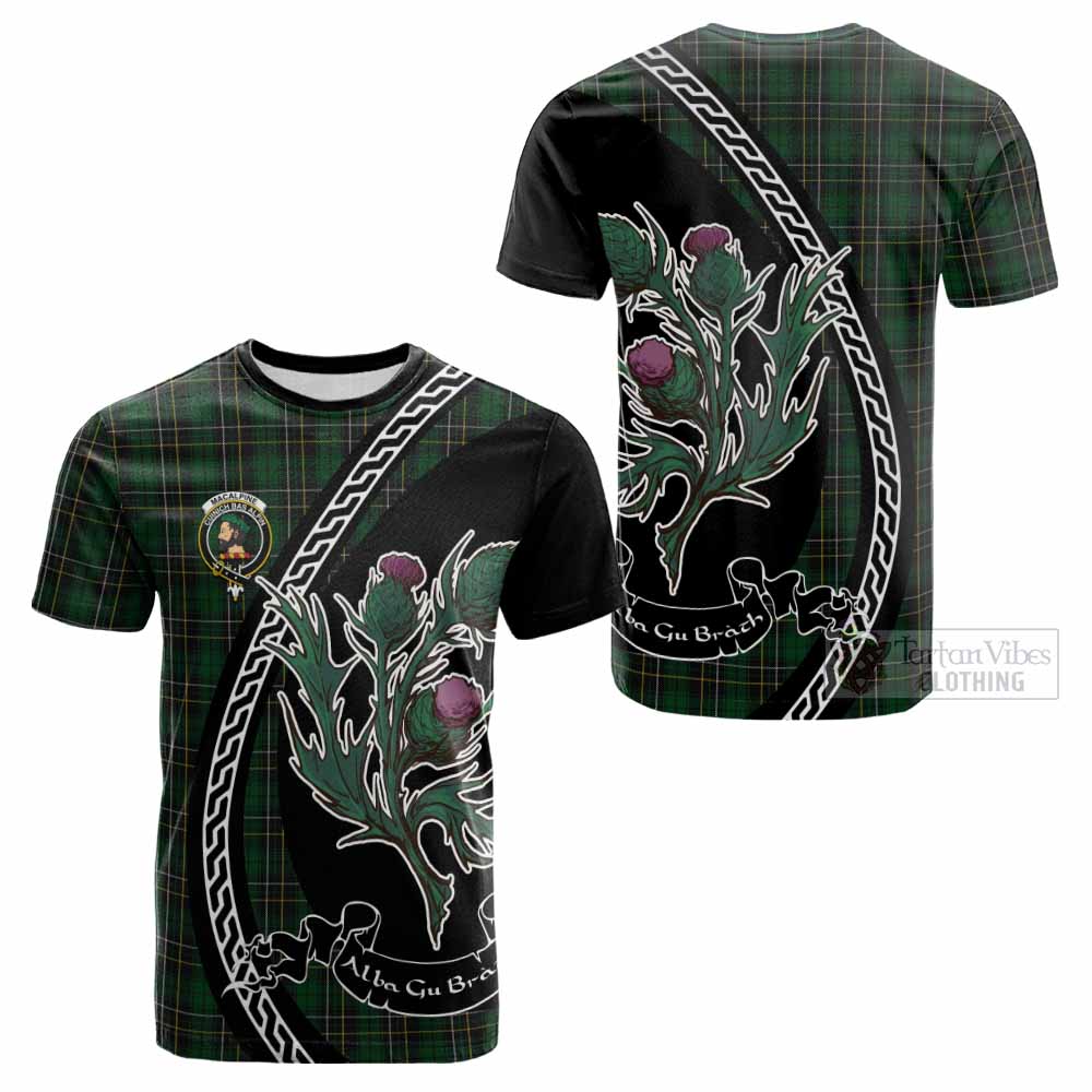MacAlpine (MacAlpin) Family Crest Tartan Cotton T-shirt Alba Thistle Inspired - Tartan Vibes Clothing