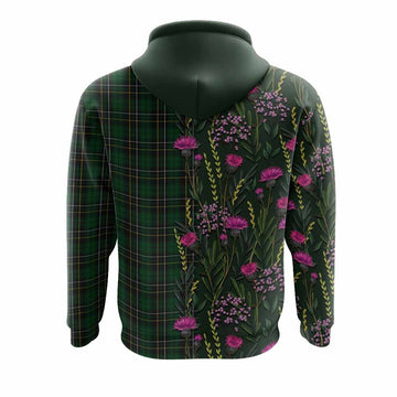 MacAlpine (MacAlpin) Family Crest Tartan Hoodie Scottish Thistle Flower Pattern Half Style - Tartan Vibes Clothing