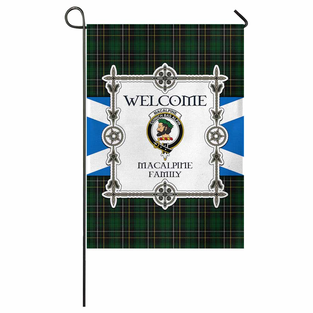 MacAlpine (MacAlpin) Family Crest Tartan Welcome Garden Flag Saltire Harmony Style - Tartan Vibes Clothing