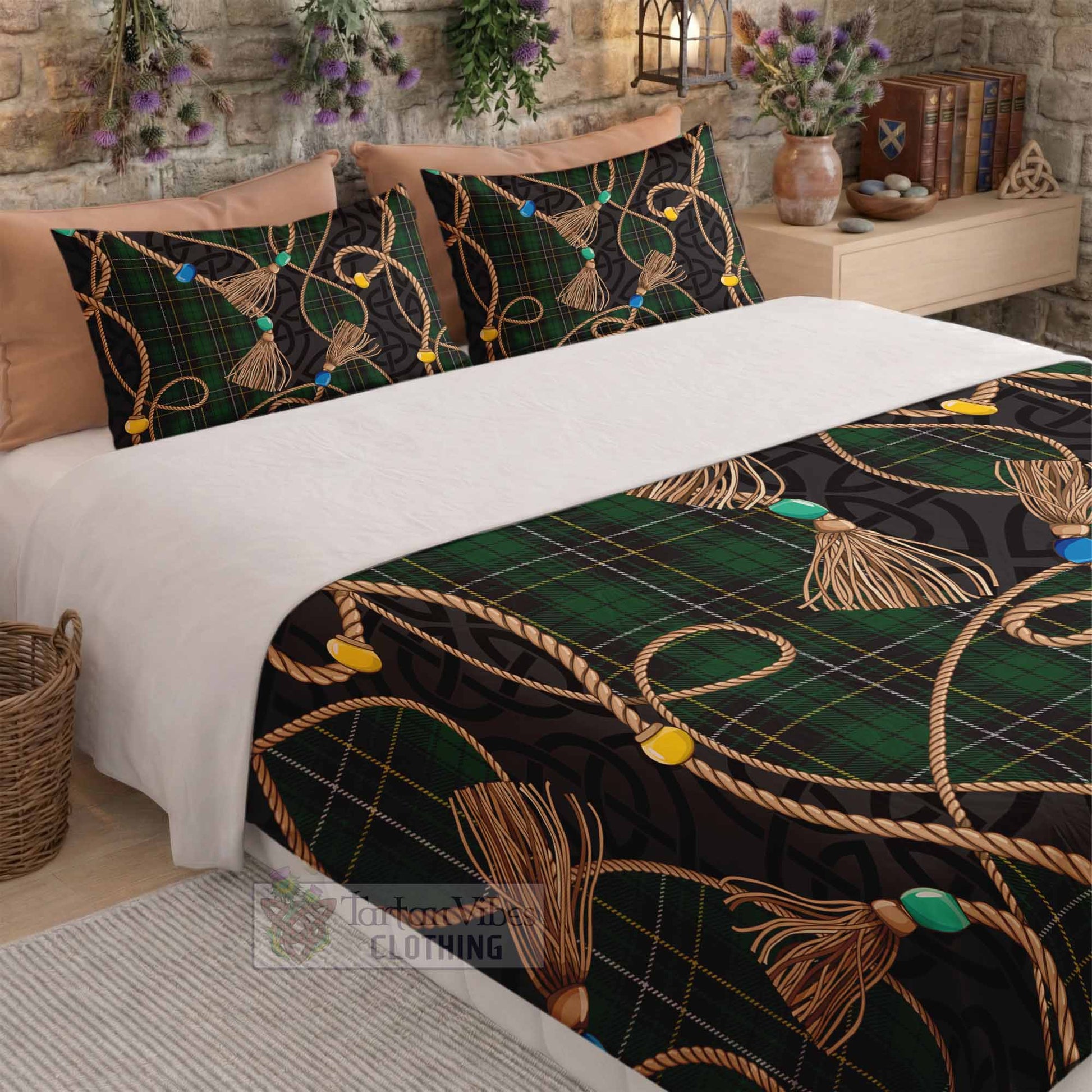 MacAlpine (MacAlpin) Scottish Tartan Twisted Ropes Stylized Bedding Set - Tartan Vibes Clothing