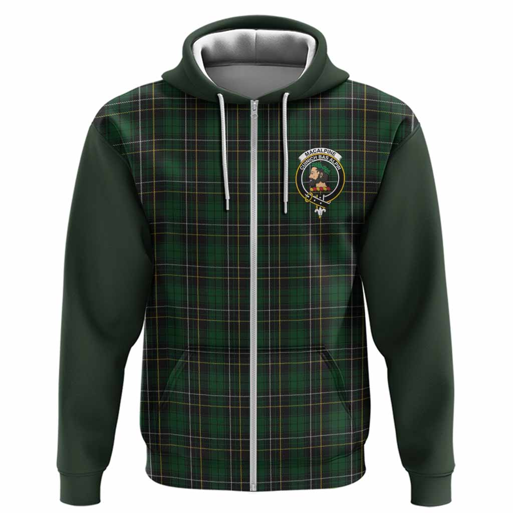 MacAlpine (MacAlpin) Tartan Accent Hoodie with Family Crest