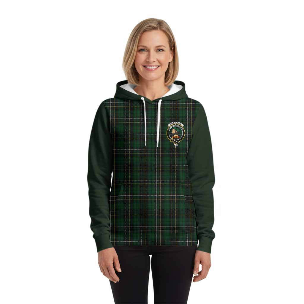 MacAlpine (MacAlpin) Tartan Accent Hoodie with Family Crest