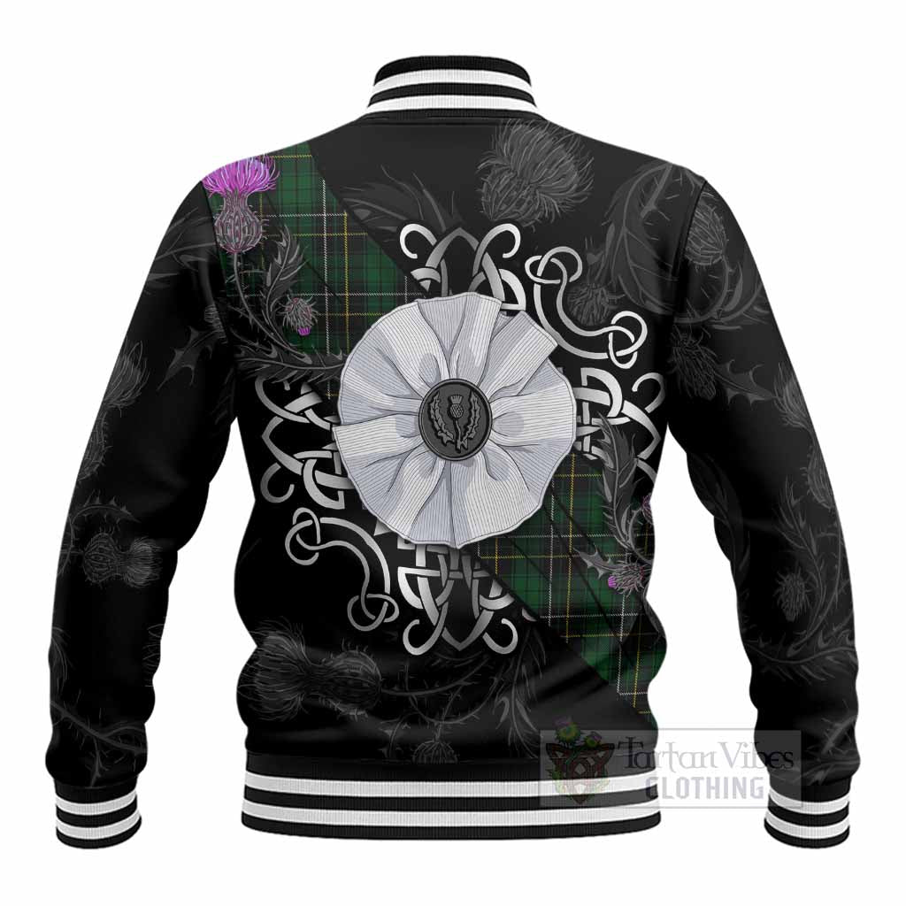MacAlpine (MacAlpin) Tartan Baseball Jacket Jacobite White Rose - Tartan Vibes Clothing