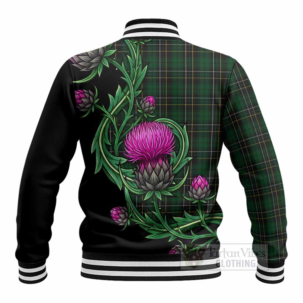 MacAlpine (MacAlpin) Tartan Baseball Jacket Resilient Scottish Thistle - Tartan Vibes Clothing