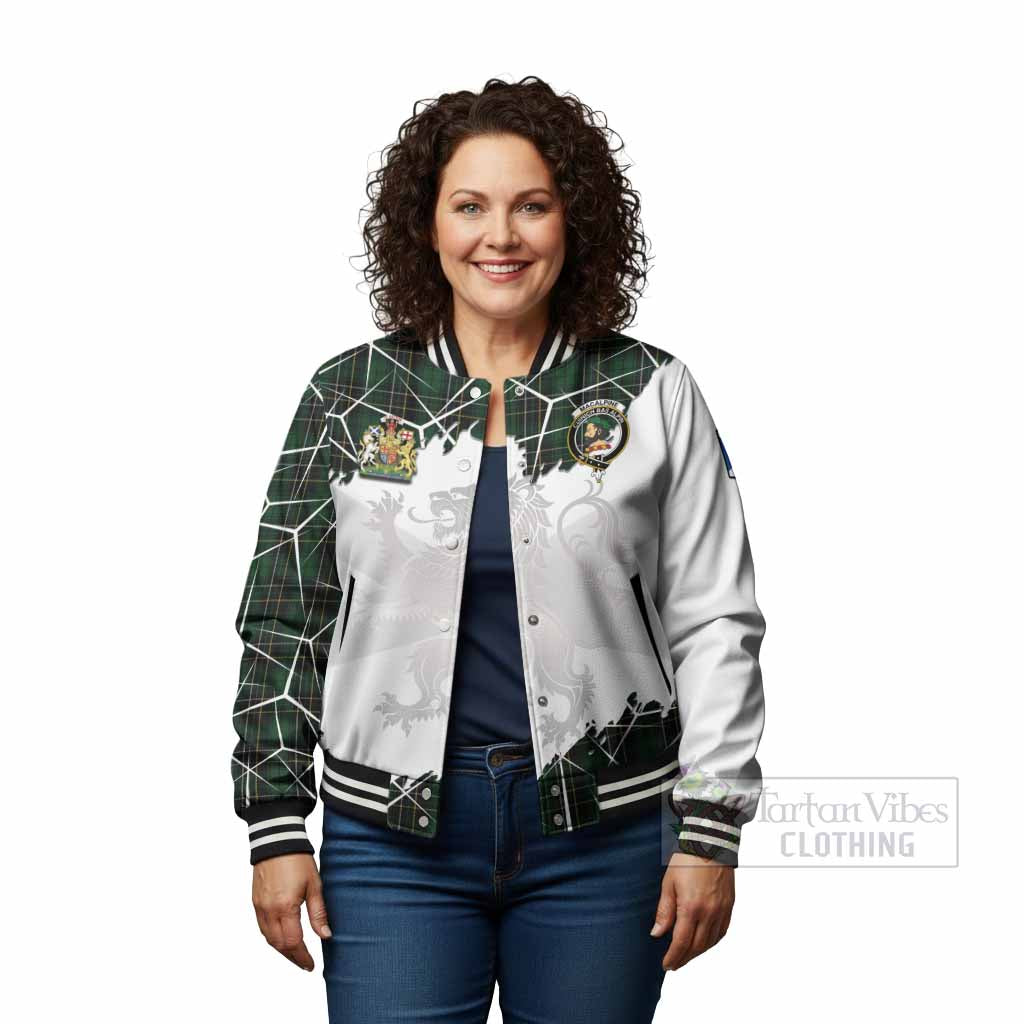 MacAlpine (MacAlpin) Tartan Baseball Jacket with Family Crest and Lion Rampant Grunge Style