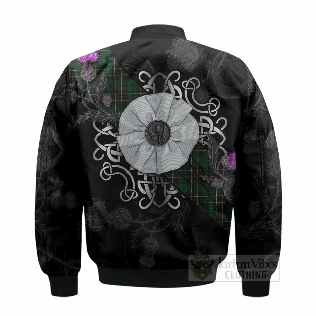 MacAlpine (MacAlpin) Tartan Bomber Jacket Jacobite White Rose - Tartan Vibes Clothing