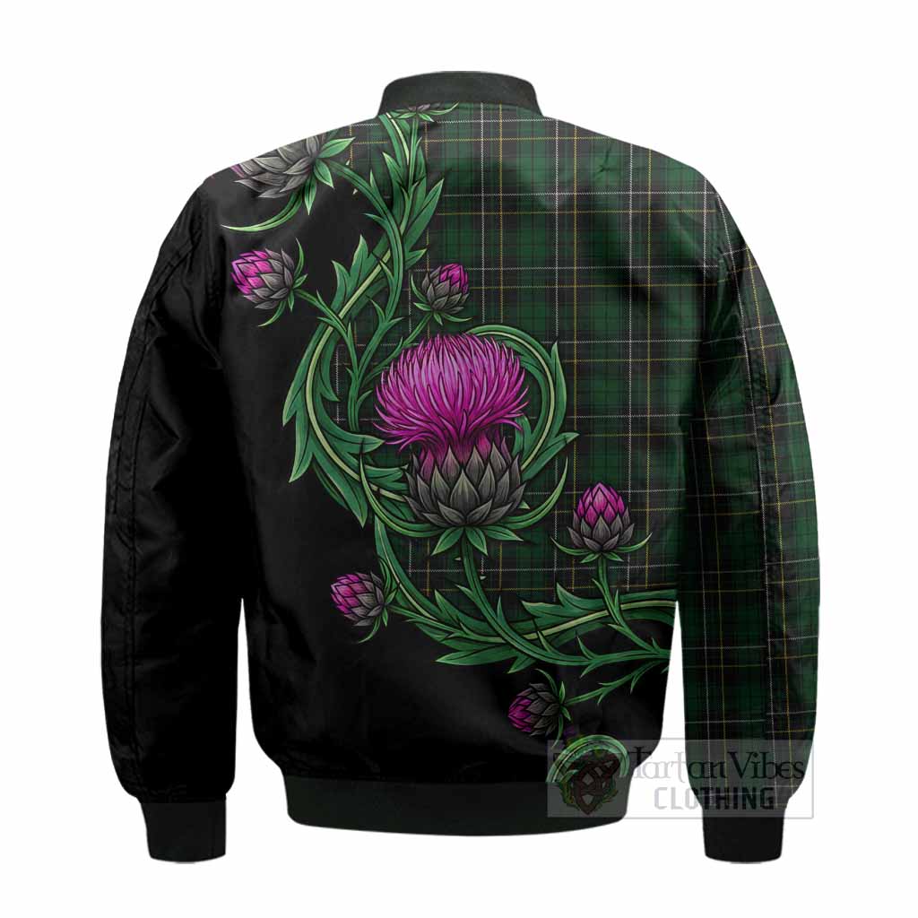MacAlpine (MacAlpin) Tartan Bomber Jacket Resilient Scottish Thistle - Tartan Vibes Clothing