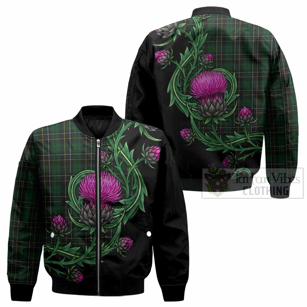 MacAlpine (MacAlpin) Tartan Bomber Jacket Resilient Scottish Thistle - Tartan Vibes Clothing