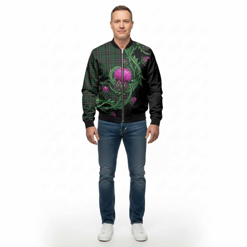 MacAlpine (MacAlpin) Tartan Bomber Jacket Resilient Scottish Thistle - Tartan Vibes Clothing