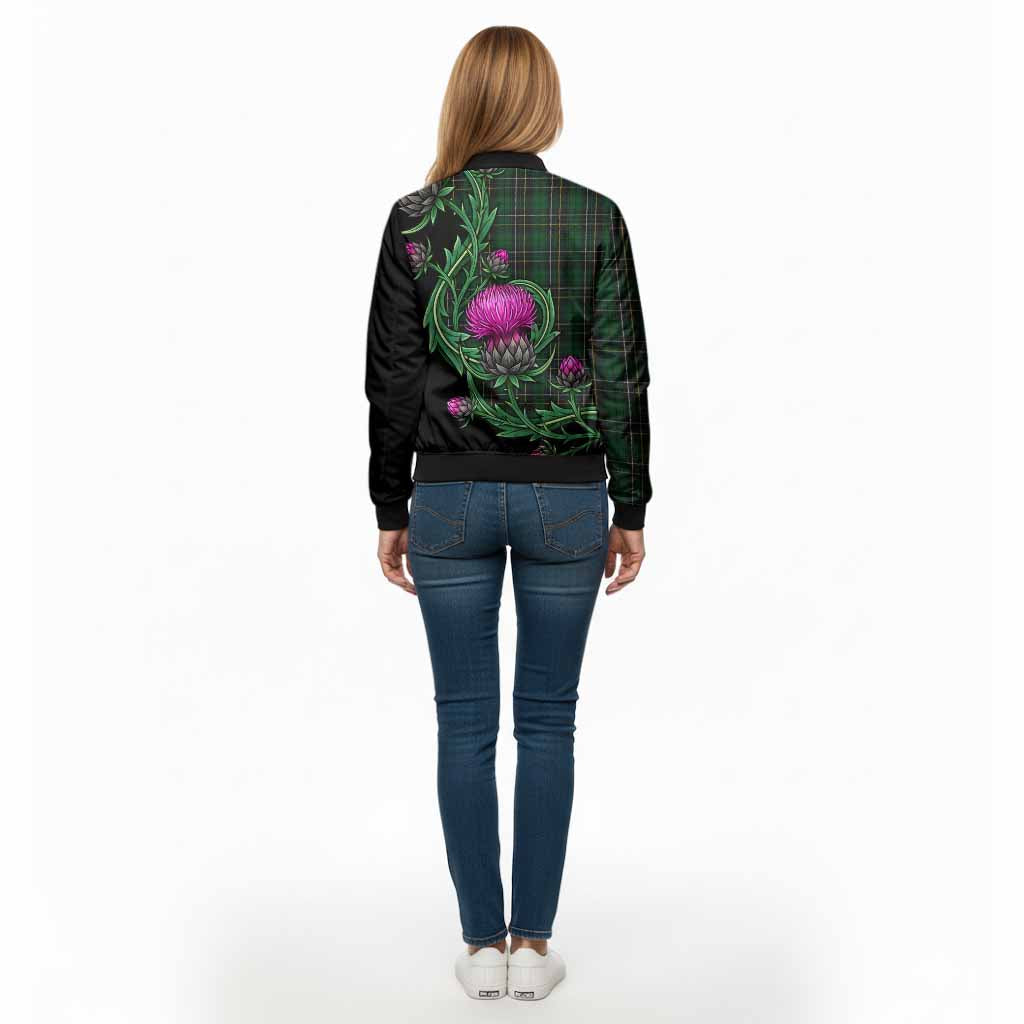 MacAlpine (MacAlpin) Tartan Bomber Jacket Resilient Scottish Thistle - Tartan Vibes Clothing