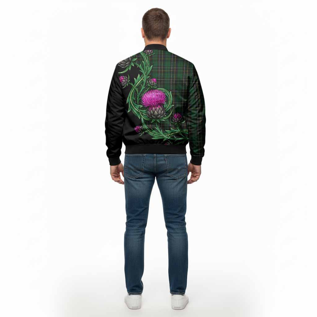 MacAlpine (MacAlpin) Tartan Bomber Jacket Resilient Scottish Thistle - Tartan Vibes Clothing