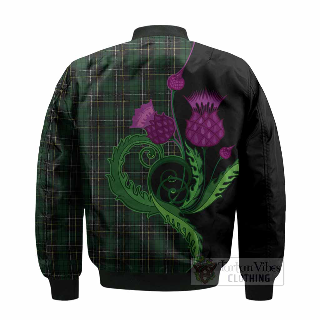 MacAlpine (MacAlpin) Tartan Bomber Jacket Traditional Scottish Thistle