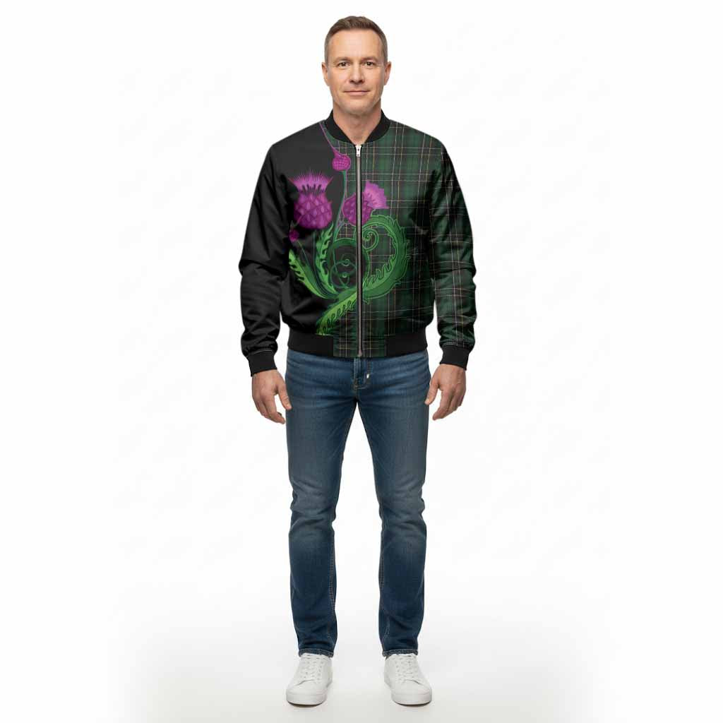 MacAlpine (MacAlpin) Tartan Bomber Jacket Traditional Scottish Thistle