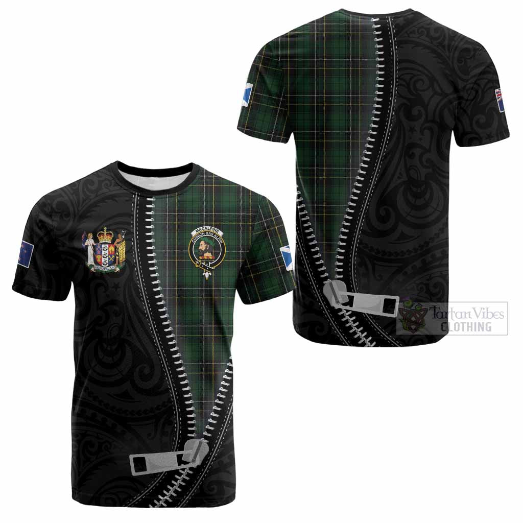 MacAlpine (MacAlpin) Tartan Cotton T-shirt New Zealand Pattern Unique Zipper Stylized