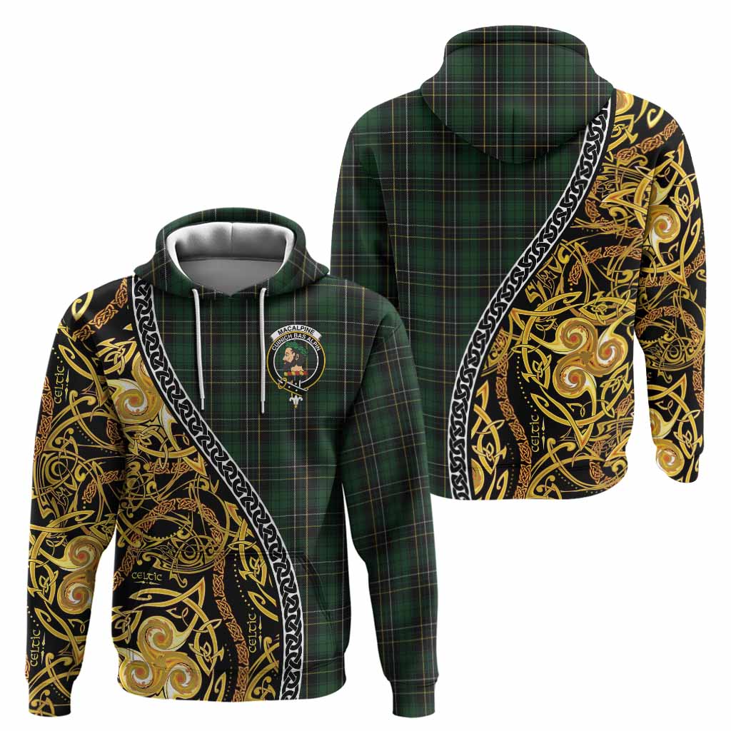 MacAlpine (MacAlpin) Tartan Crest Hoodie Celtic Knot and Triple Trickle Spiral Symbols