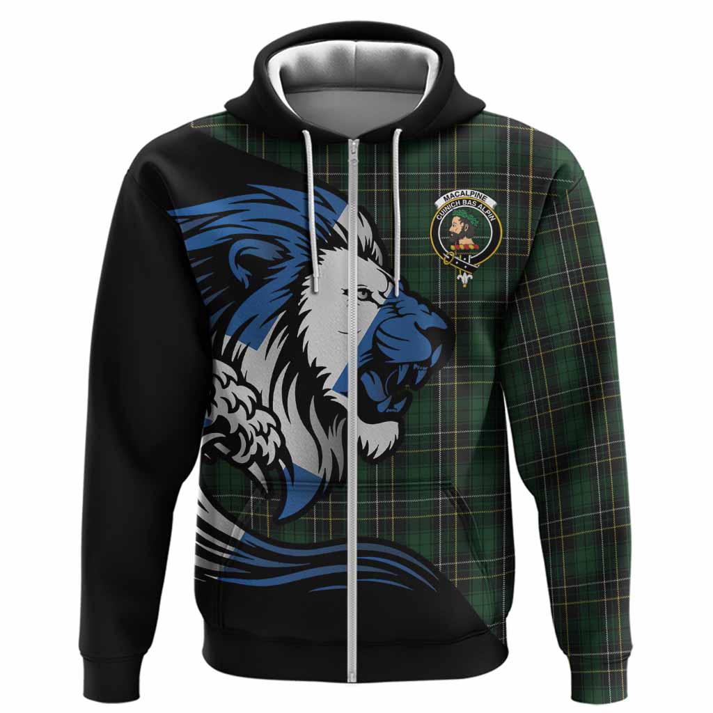 MacAlpine (MacAlpin) Tartan Crest Hoodie Scottish Golden Lions Wave Flow