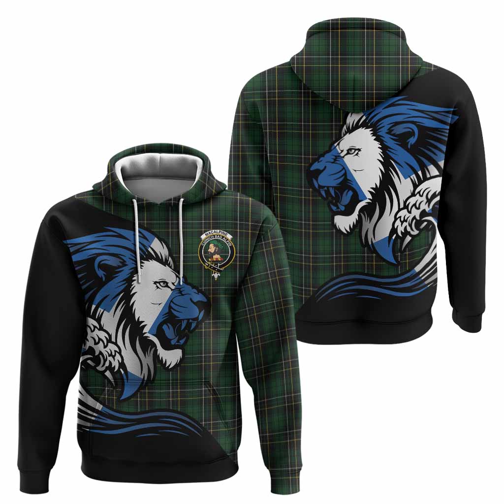 MacAlpine (MacAlpin) Tartan Crest Hoodie Scottish Golden Lions Wave Flow