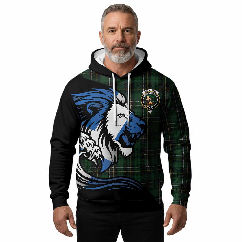 MacAlpine (MacAlpin) Tartan Crest Hoodie Scottish Golden Lions Wave Flow