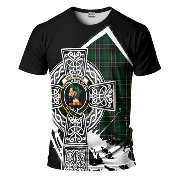 MacAlpine (MacAlpin) Tartan Crest T-Shirt Scottish Celtic Cross Heritage