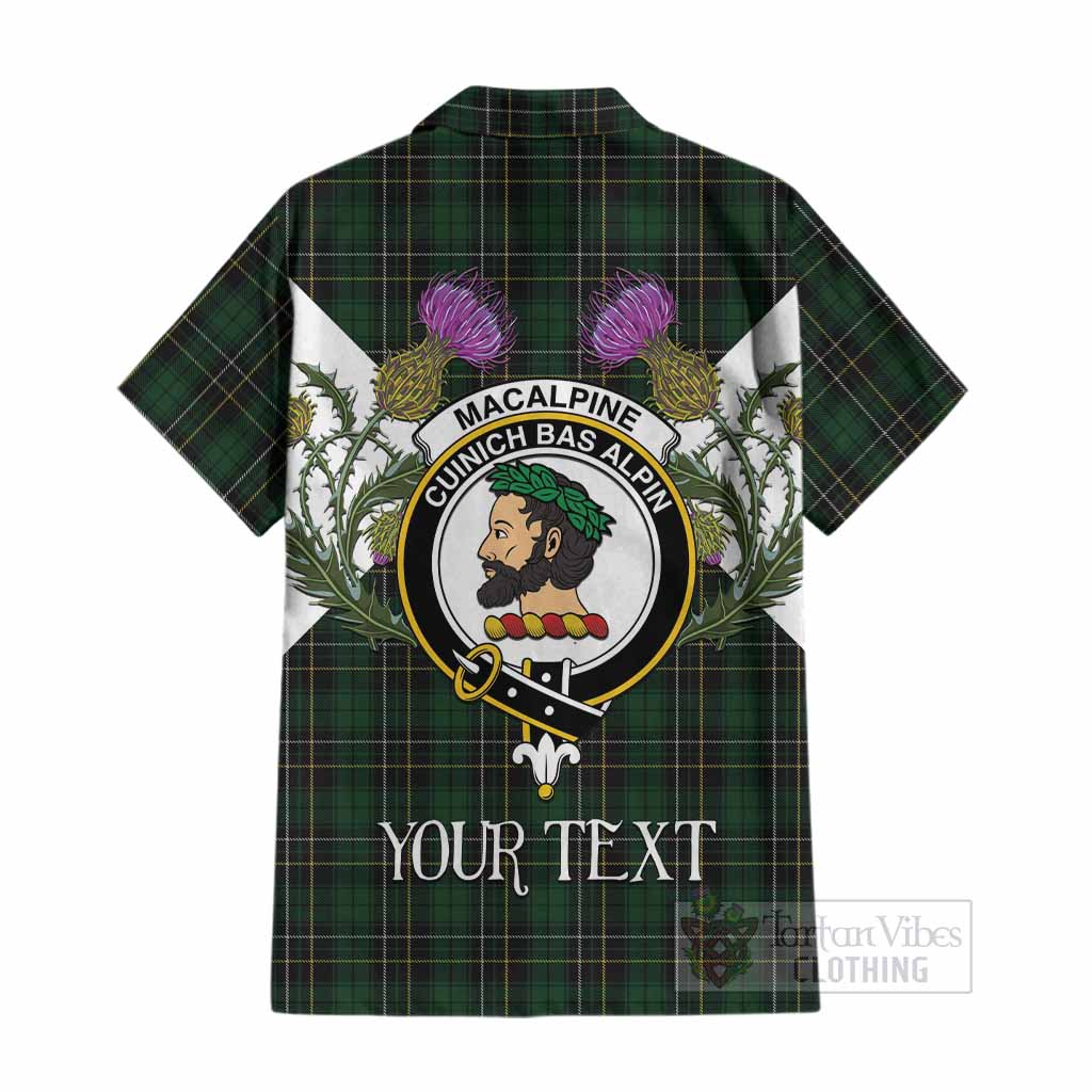 MacAlpine (MacAlpin) Tartan Family Crest Cotton Hawaiian Shirt Scottish Burns Night Thistle Floral