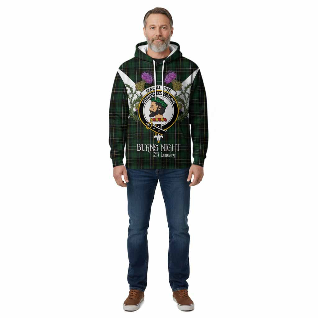 MacAlpine (MacAlpin) Tartan Family Crest Cotton Hoodie Scottish Burns Night Thistle Floral