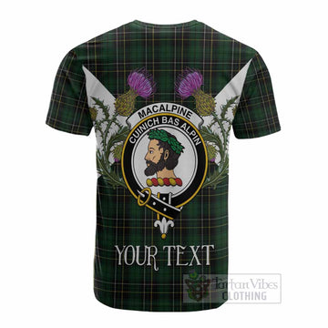 MacAlpine (MacAlpin) Tartan Family Crest Cotton T-shirt Scottish Burns Night Thistle Floral