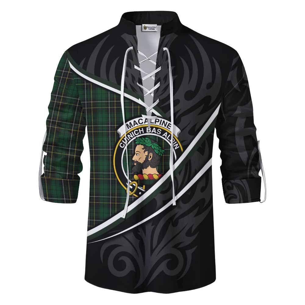 MacAlpine (MacAlpin) Tartan Family Crest Ghillie Kilt Shirt Celtic Scottish Thistle Floral - Tartan Vibes Clothing