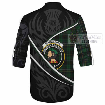 MacAlpine (MacAlpin) Tartan Family Crest Ghillie Kilt Shirt Celtic Scottish Thistle Floral - Tartan Vibes Clothing