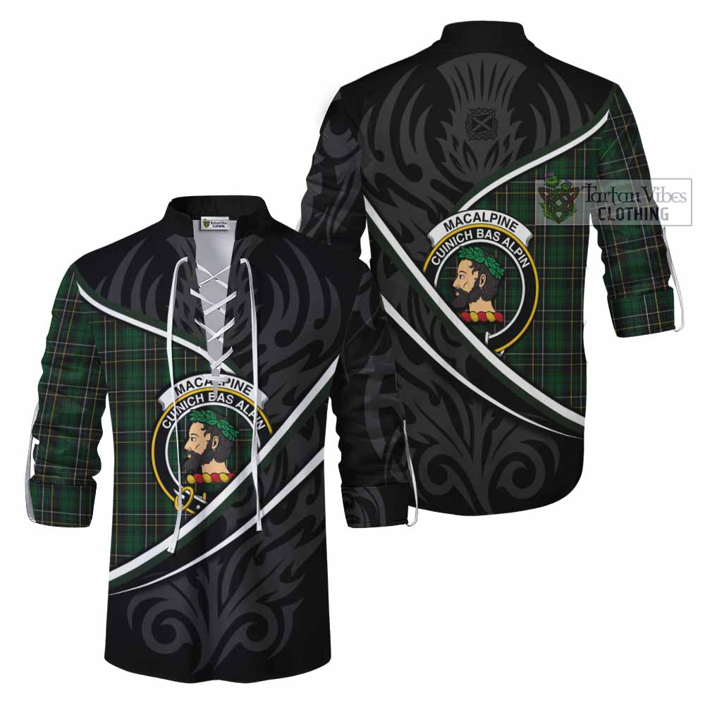 MacAlpine (MacAlpin) Tartan Family Crest Ghillie Kilt Shirt Celtic Scottish Thistle Floral - Tartan Vibes Clothing