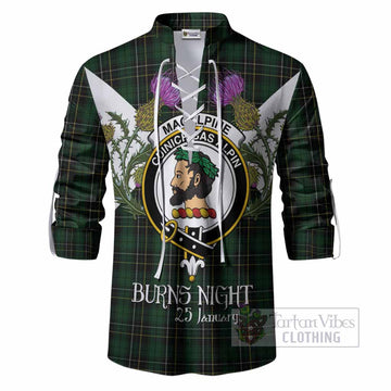 MacAlpine (MacAlpin) Tartan Family Crest Ghillie Shirt Scottish Burns Night Thistle Floral