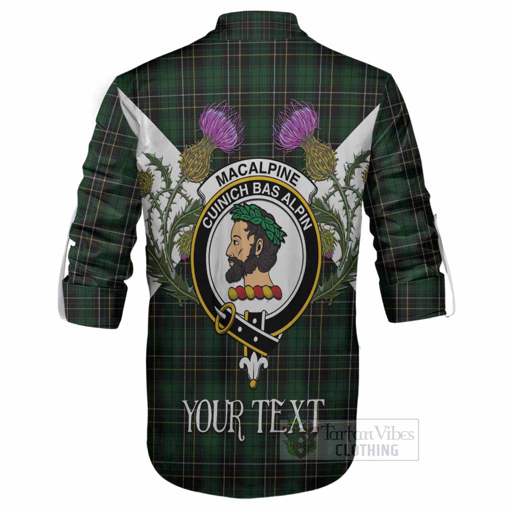 MacAlpine (MacAlpin) Tartan Family Crest Ghillie Shirt Scottish Burns Night Thistle Floral