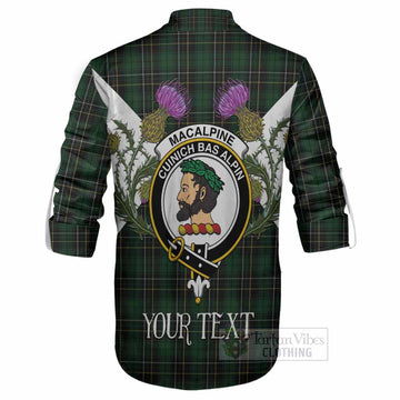 MacAlpine (MacAlpin) Tartan Family Crest Ghillie Shirt Scottish Burns Night Thistle Floral
