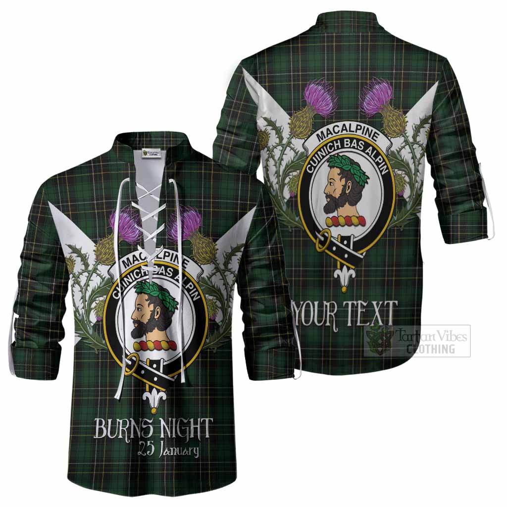MacAlpine (MacAlpin) Tartan Family Crest Ghillie Shirt Scottish Burns Night Thistle Floral