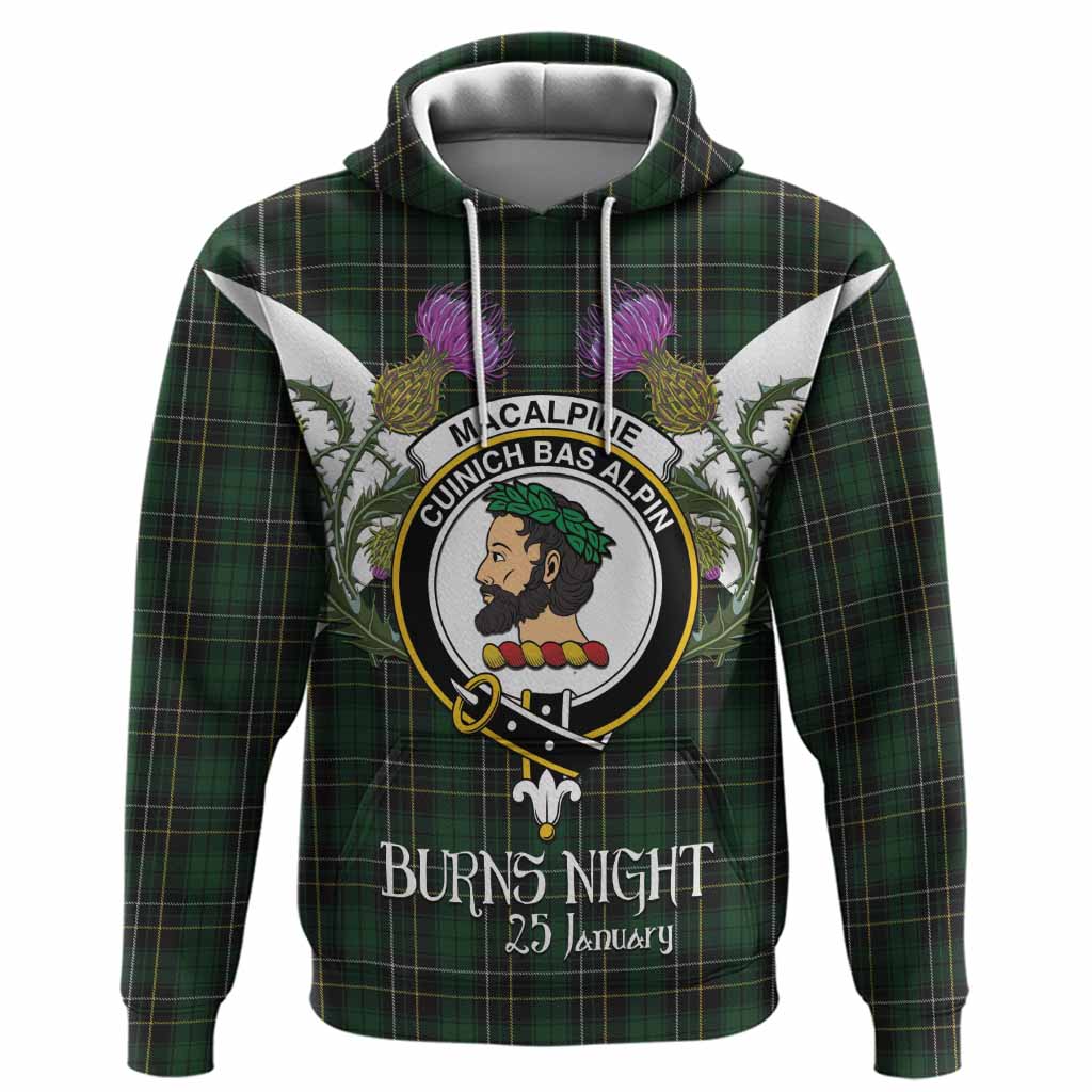 MacAlpine (MacAlpin) Tartan Family Crest Hoodie Scottish Burns Night Thistle Floral