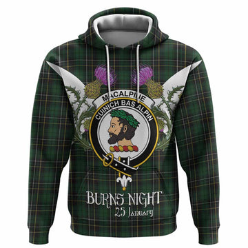 MacAlpine (MacAlpin) Tartan Family Crest Hoodie Scottish Burns Night Thistle Floral