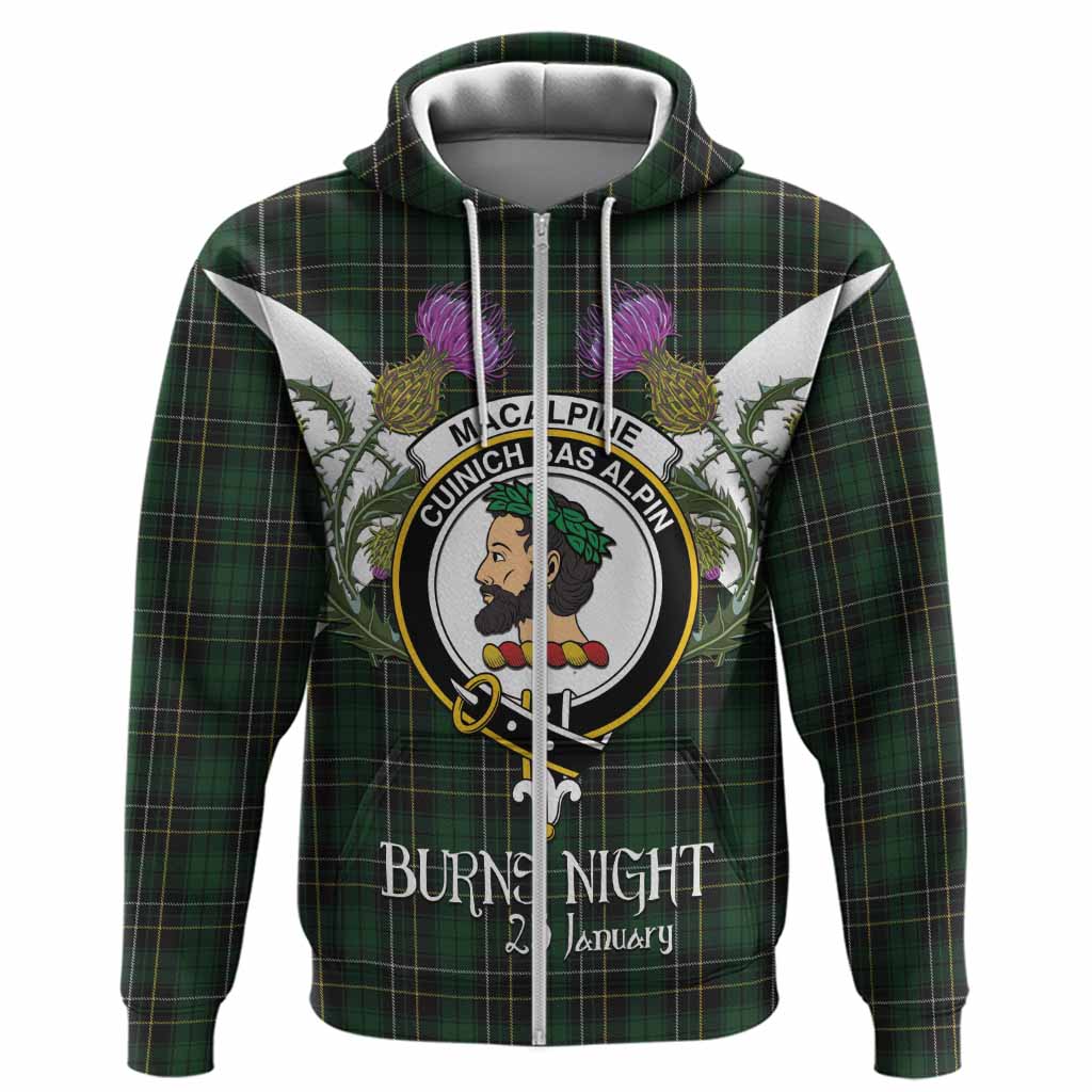 MacAlpine (MacAlpin) Tartan Family Crest Hoodie Scottish Burns Night Thistle Floral