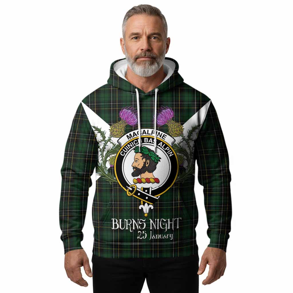 MacAlpine (MacAlpin) Tartan Family Crest Hoodie Scottish Burns Night Thistle Floral