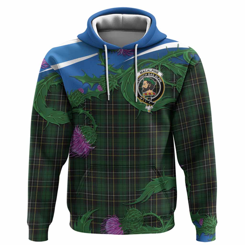 MacAlpine (MacAlpin) Tartan Family Crest Hoodie Thistle in Minimalism