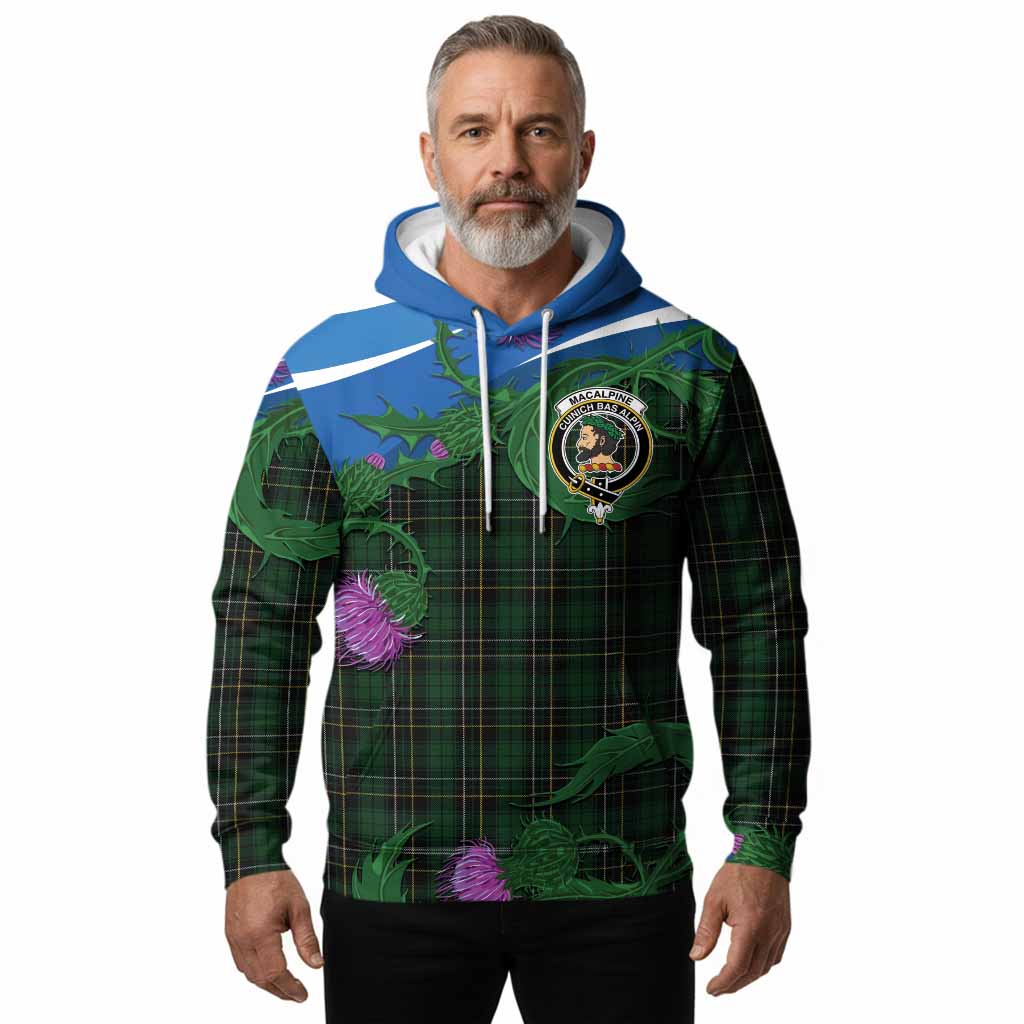 MacAlpine (MacAlpin) Tartan Family Crest Hoodie Thistle in Minimalism