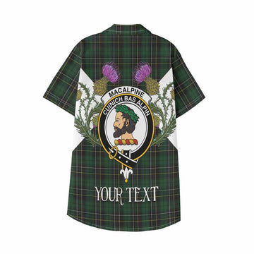 MacAlpine (MacAlpin) Tartan Family Crest Kid Hawaiian Shirt Scottish Burns Night Thistle Floral