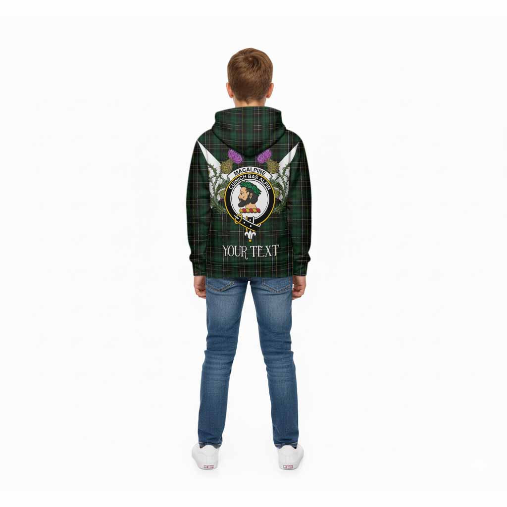 MacAlpine (MacAlpin) Tartan Family Crest Kid Hoodie Scottish Burns Night Thistle Floral