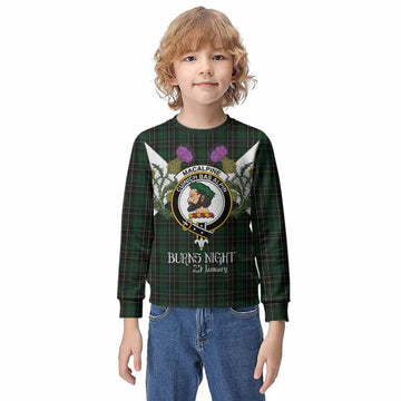 MacAlpine (MacAlpin) Tartan Family Crest Kid Knitted Sweatshirt Scottish Burns Night Thistle Floral