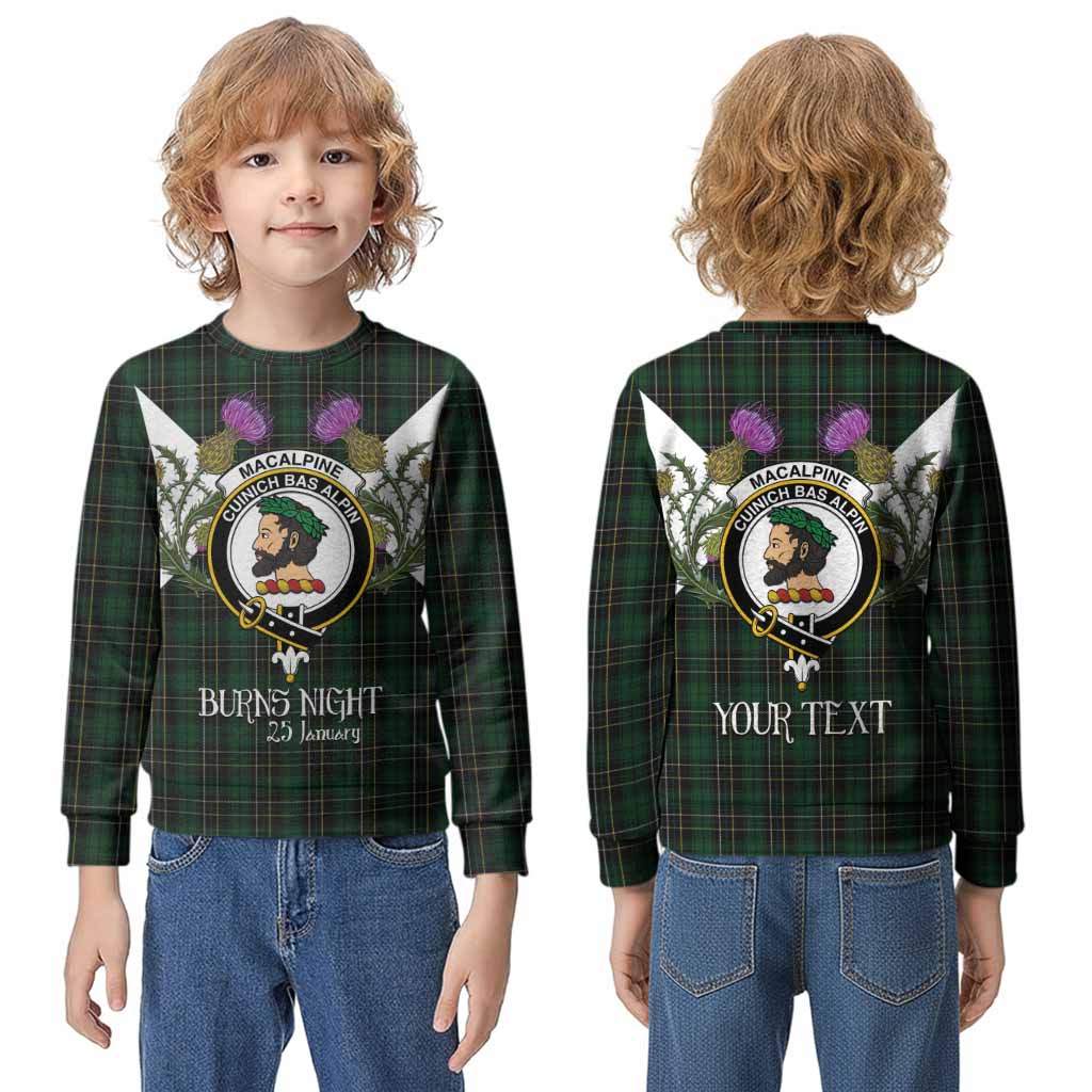 MacAlpine (MacAlpin) Tartan Family Crest Kid Knitted Sweatshirt Scottish Burns Night Thistle Floral