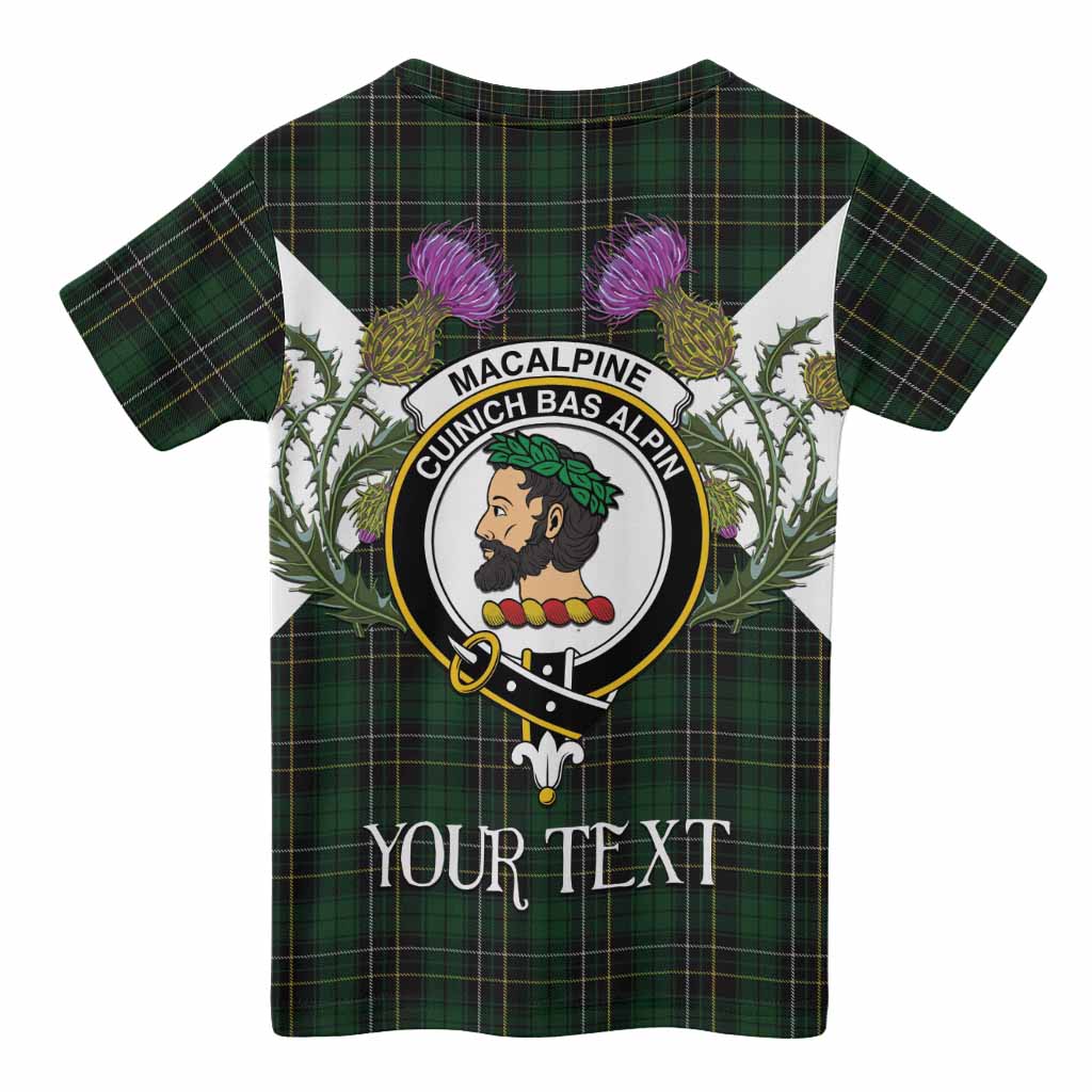 MacAlpine (MacAlpin) Tartan Family Crest Kid T-shirt Scottish Burns Night Thistle Floral
