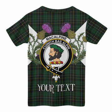 MacAlpine (MacAlpin) Tartan Family Crest Kid T-shirt Scottish Burns Night Thistle Floral