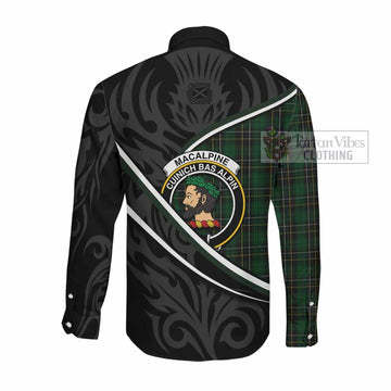 MacAlpine (MacAlpin) Tartan Family Crest Long Sleeve Button Shirts Celtic Scottish Thistle Floral - Tartan Vibes Clothing