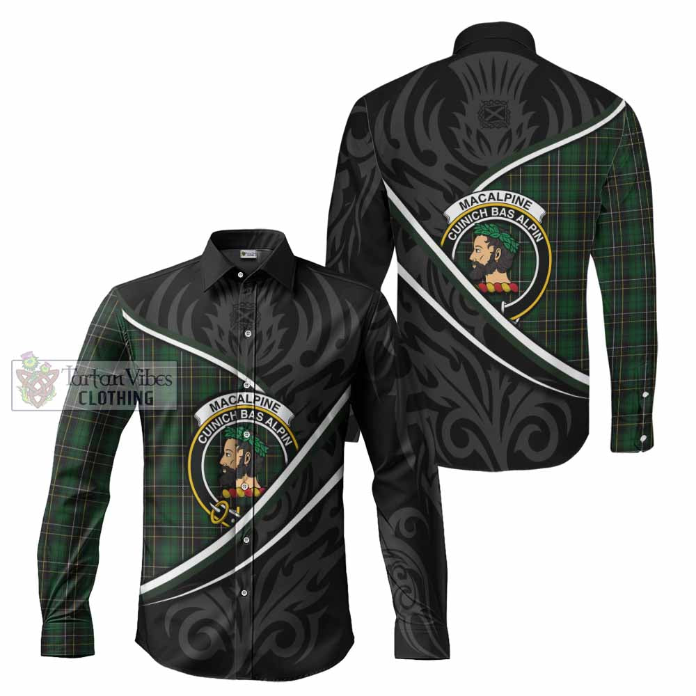 MacAlpine (MacAlpin) Tartan Family Crest Long Sleeve Button Shirts Celtic Scottish Thistle Floral - Tartan Vibes Clothing