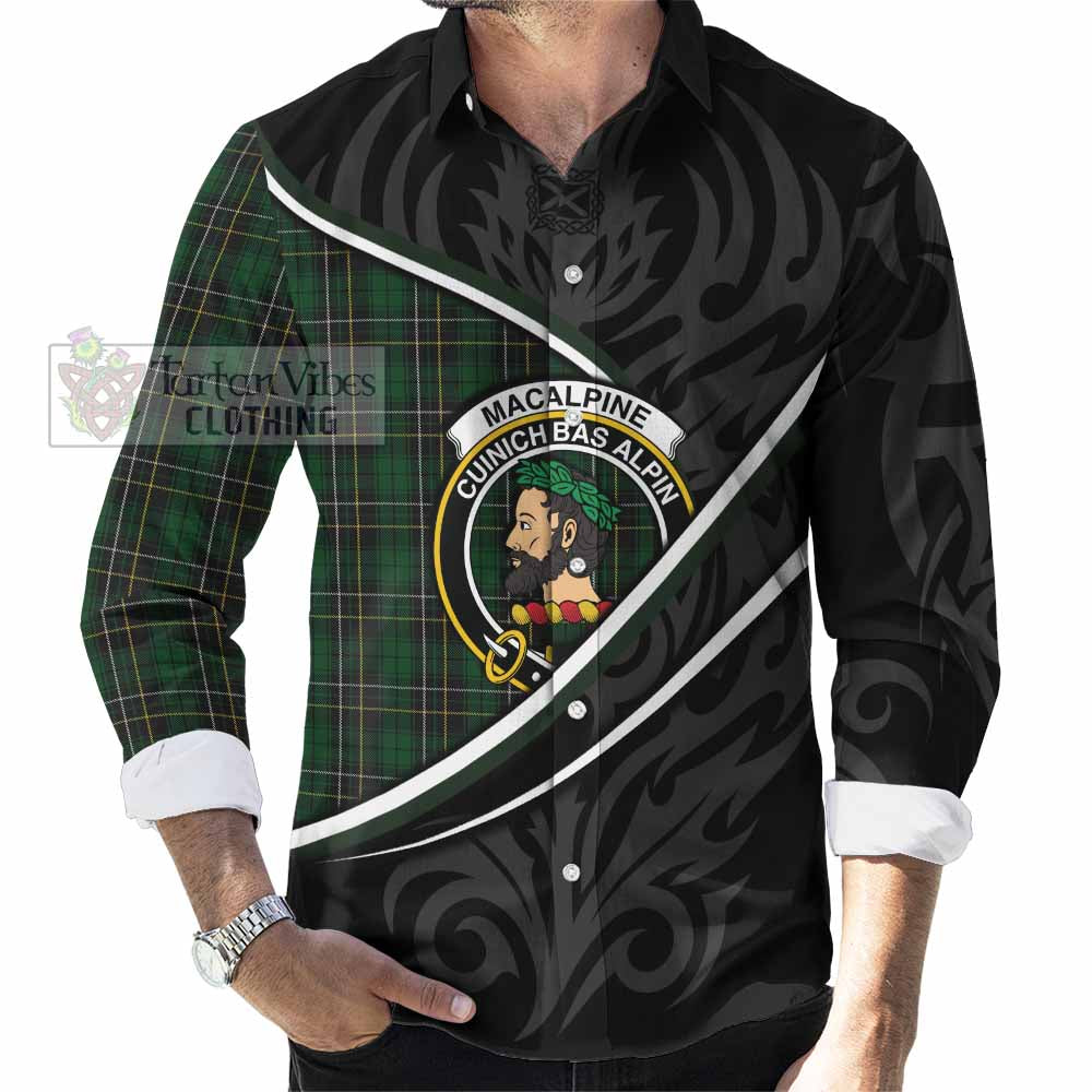 MacAlpine (MacAlpin) Tartan Family Crest Long Sleeve Button Shirts Celtic Scottish Thistle Floral - Tartan Vibes Clothing