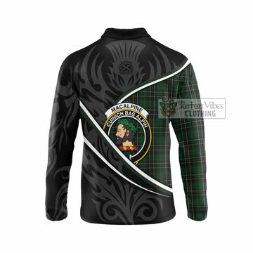 MacAlpine (MacAlpin) Tartan Family Crest Long Sleeve Polo Shirt Celtic Scottish Thistle Floral - Tartan Vibes Clothing