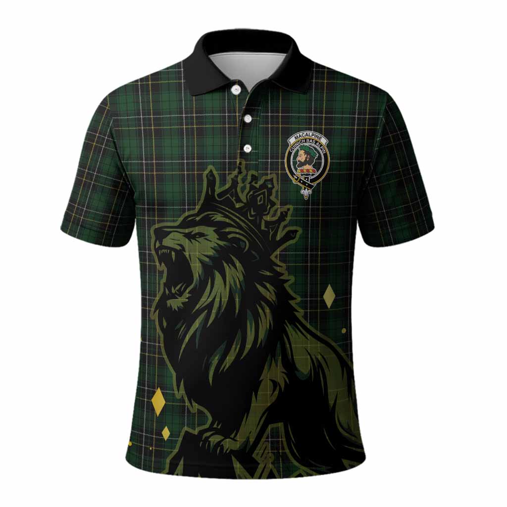 MacAlpine (MacAlpin) Tartan Family Crest Polo Shirt Crowned Lion Roaring